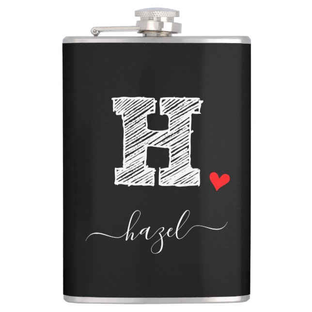 Cantil Letra Monograma com Desenho Retroativo H, Flask (Frente)