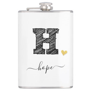 Cantil Letra Monograma com Desenho Retroativo H, Flask