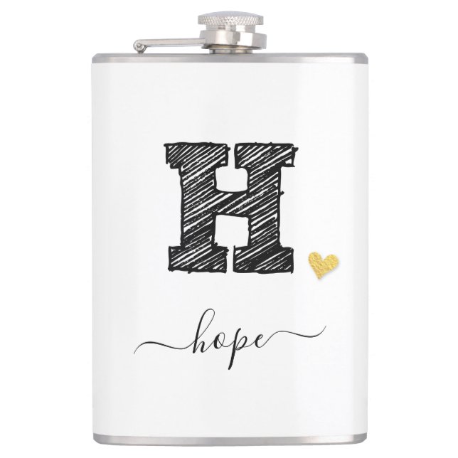 Cantil Letra Monograma com Desenho Retroativo H, Flask (Frente)