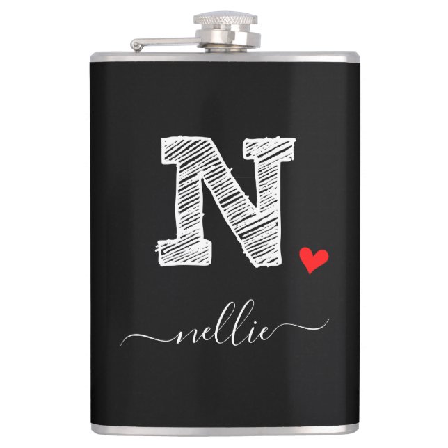 Cantil Letra Monograma com desenho retroativo - N, Flask (Frente)