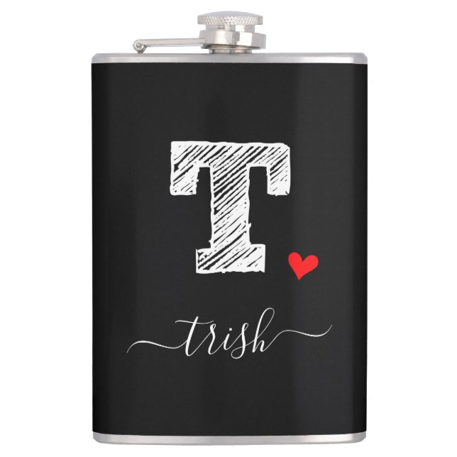 Cantil Letra Monograma com desenho retroativo T, Flask (Frente)