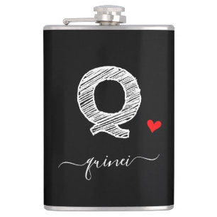 Cantil Letra V Monograma Retro Sketch, Flask