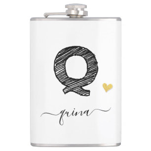 Cantil Letra V Monograma Retro Sketch, Flask