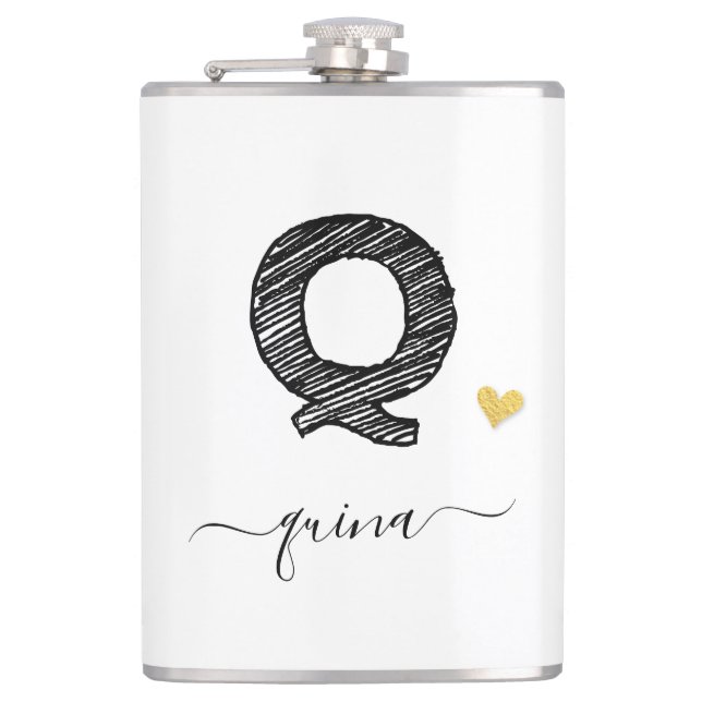 Cantil Letra V Monograma Retro Sketch, Flask (Frente)