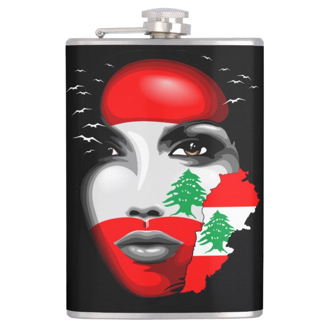 Cantil Líbano Flag e Map no rosto da menina (Frente)