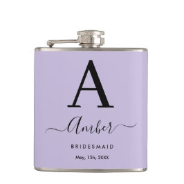 Cantil Lilac Monograma Personalizado Bridesmaid Hip Flask