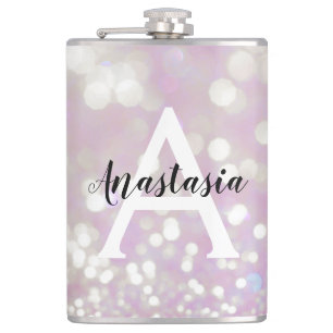 Cantil Lilás Girly Brilho Glitter Faíscas Monograma Nome