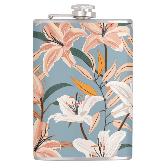 Cantil Lily Floral Blue Vintage Impressão (Frente)