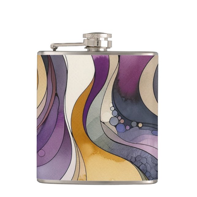 Cantil Linhas fluidas, púrpura e abstrato, cor d'água (Frente)