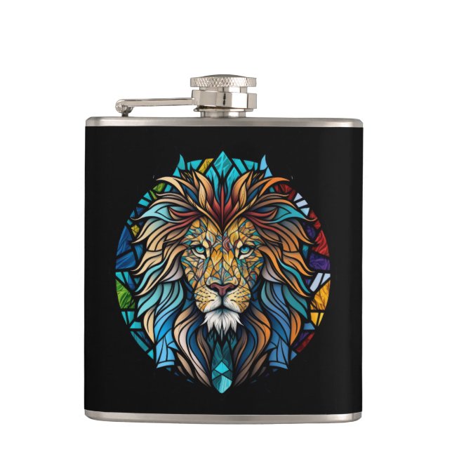 Cantil Lion Animal Portrait Vidro Armazenado Floresta Sel (Frente)