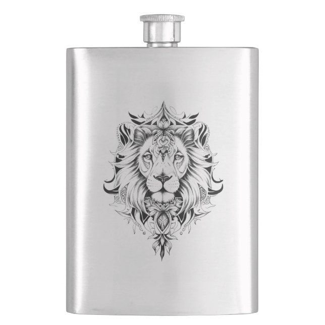 Cantil Lion Wild Animal Nature Illustration Art Tattoo (Frente)