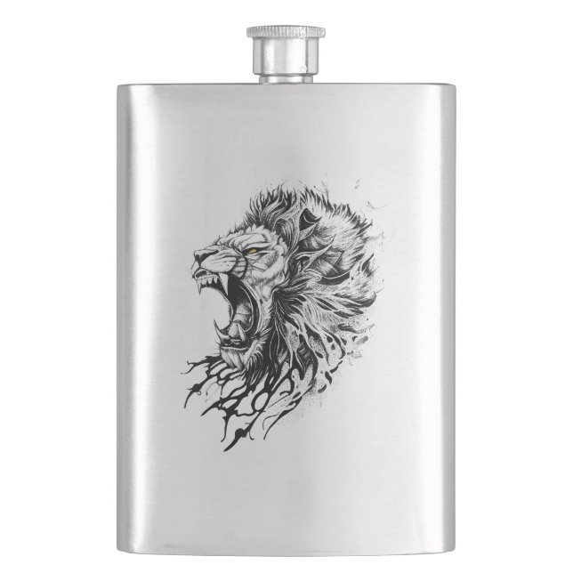 Cantil Lion Wild Animal Nature Illustration Art Tattoo (Frente)