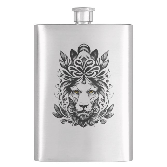 Cantil Lion Wild Animal Nature Illustration Art Tattoo (Frente)