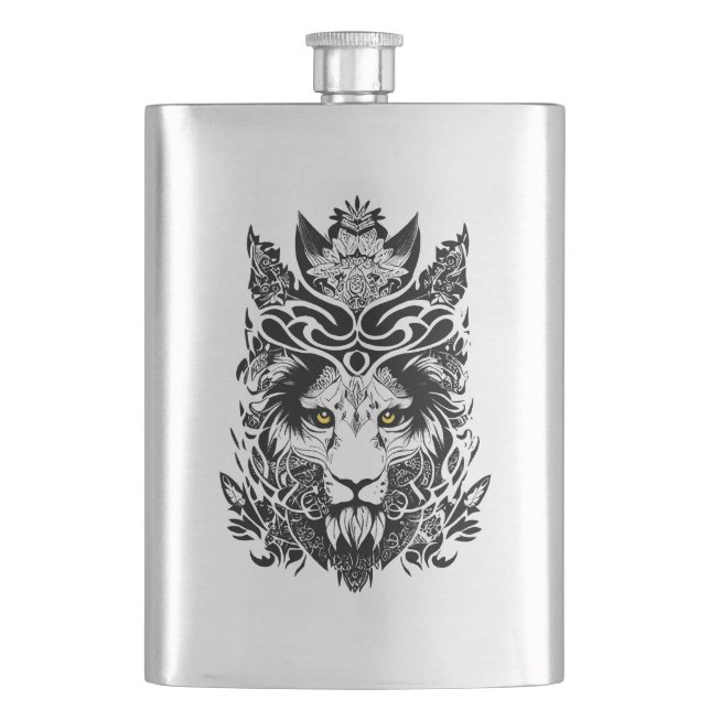 Cantil Lion Wild Animal Nature Illustration Art Tattoo (Frente)