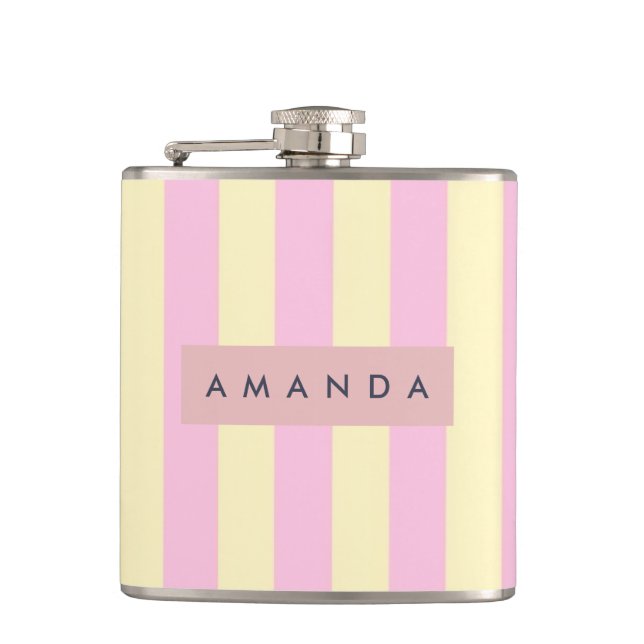Cantil Listra Rosa Pastel e Amarelo Personalizada (Frente)