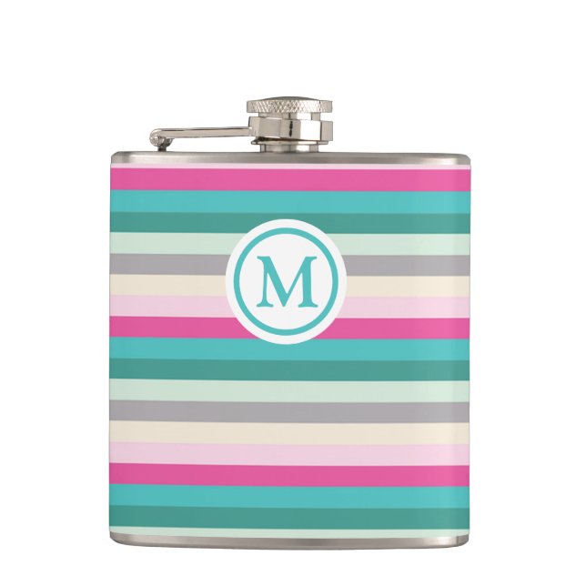 Cantil Listras cor-de-rosa e verde monogramadas (Frente)