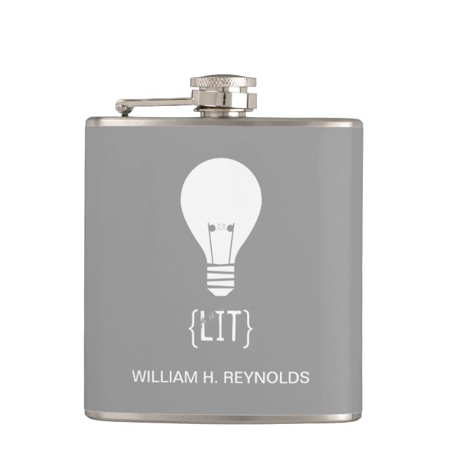 Cantil {LIT} Bridal Party Lit Lightbulb Flask (cinza) (Frente)