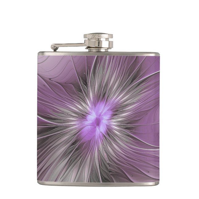Cantil Little Beauty Modern Mauve Gray Fractal Art Flower (Frente)