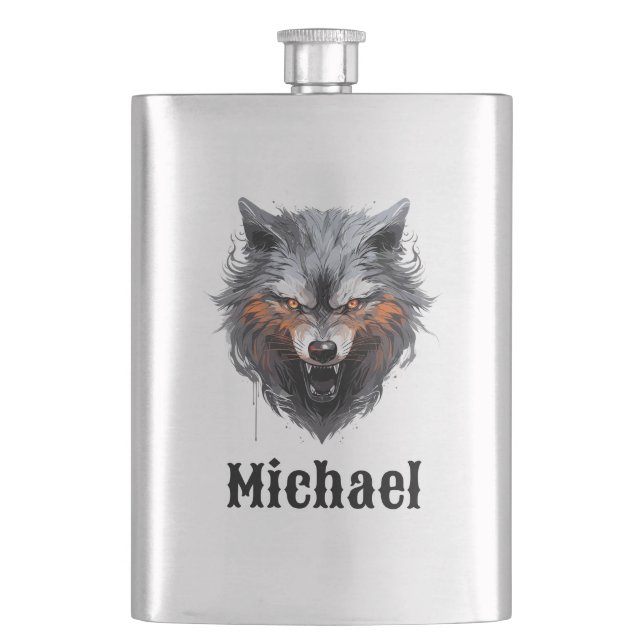 Cantil Lobo Rosnando Personalizado (Frente)
