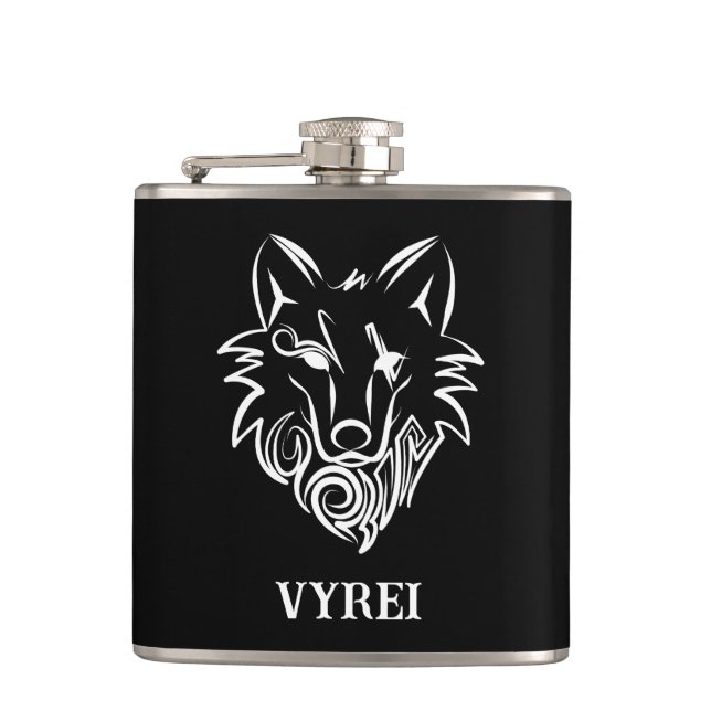 Cantil Lobo Tribal Negro e Branco (Frente)