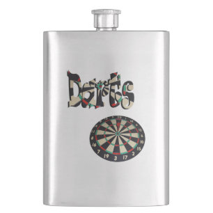 Cantil Logotipo E Dartboard De Dardos, Flask De Hip