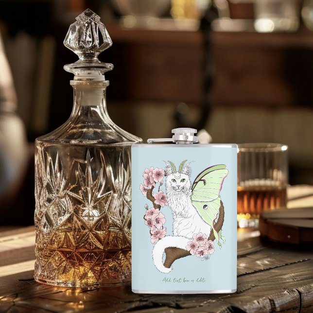 Cantil Luna Moth Moon White Cat Green (Criador carregado)