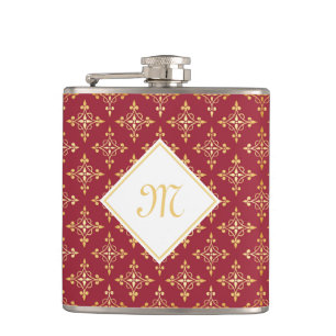 Cantil Luxo Monograma Vermelho e Dourado Quatre Floral