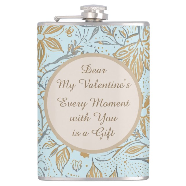 Cantil Luxury, Valentine's Day,Gold Soft Blue Flowers Art (Frente)