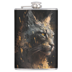 Cantil Lynx Portrait Animal Nature Painting Dark
