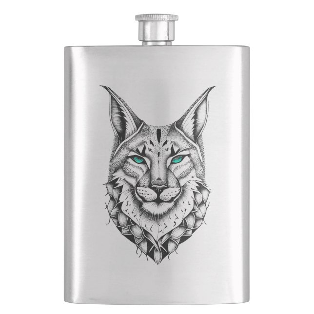 Cantil Lynx Wild Animal Nature Illustration Art Tatuagem (Frente)