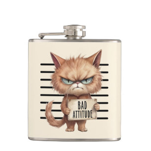 Cantil Má Atitude Cat Mugshot - Design Felino Engraçado