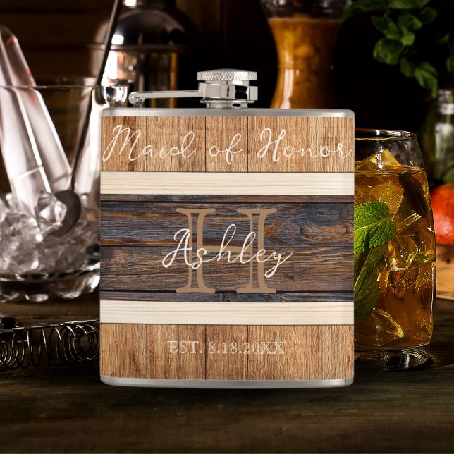 Cantil Madrinha de casamento Rustic Wood Tone Weding (Criador carregado)