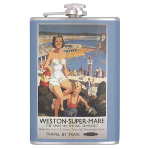 Cantil Mãe & filho no poster da estrada de ferro da praia