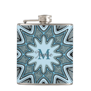 Cantil Mandala do Monograma Azul Ornamentado Personalizad