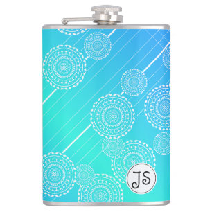 Cantil Mandalas brancas no Monograma da Mistura Azul-Arco