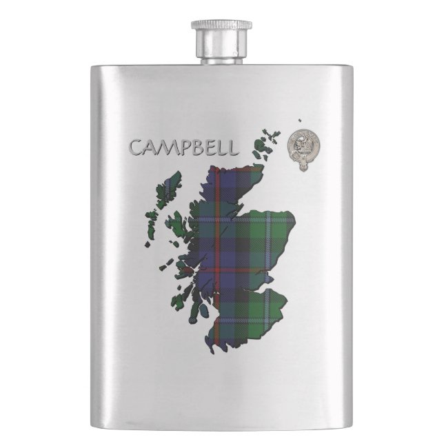 Cantil Mapa de Clan Campbell Crest & Cawdor Tartan (Frente)