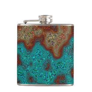 Cantil Mapa de Minerais Artísticos Hip Flask