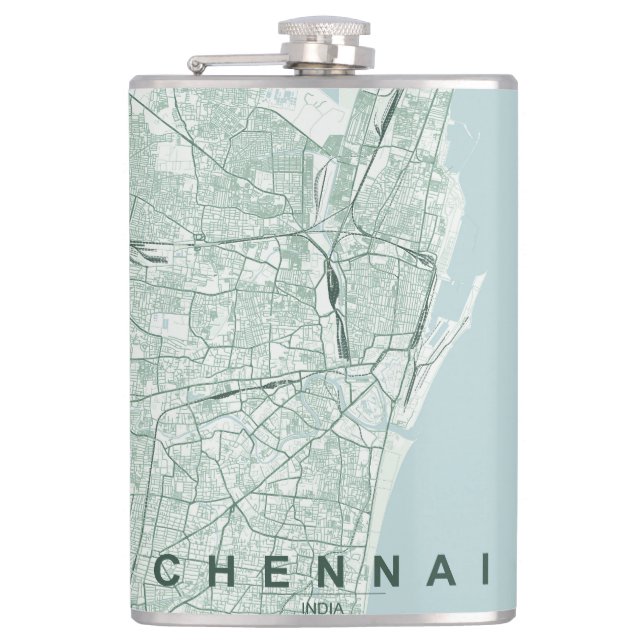 Cantil Mapa Minimalista da Cidade de Chennai Índia (Frente)