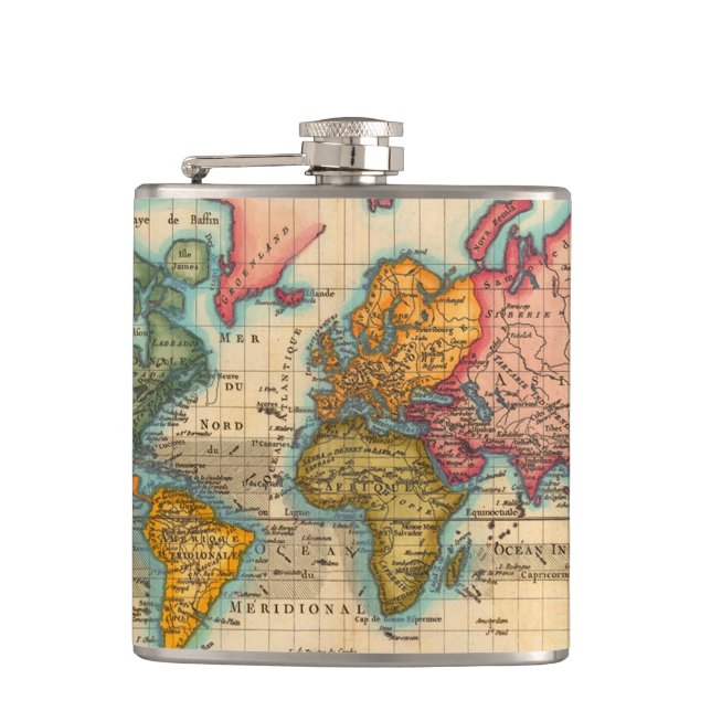 Cantil Mapa Mundial 1780 Bonne Antique Planisferio  (Frente)