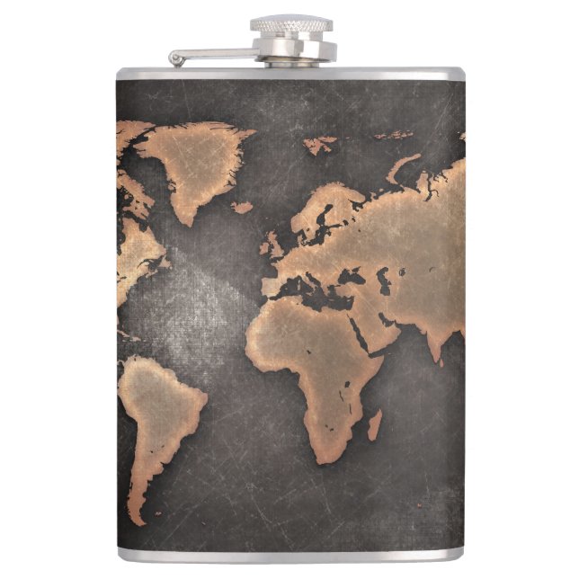 Cantil Mapa mundial de couro geográfico castanho (Frente)