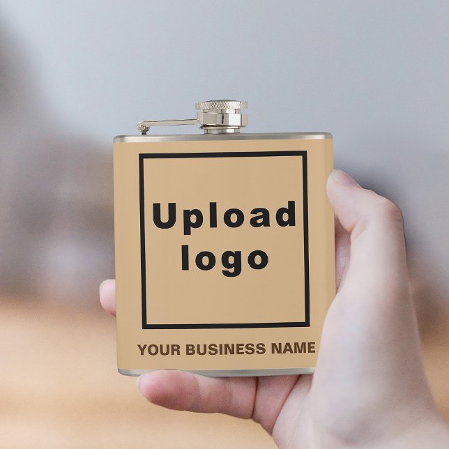 Cantil Marca comercial Light Brown sobre o frasco de Vini (Your business name and logo on light brown vinyl wrapped flask.)