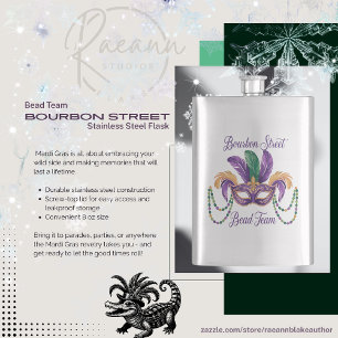 Cantil Mardi Gras Design Classic Stainless Steel Flask