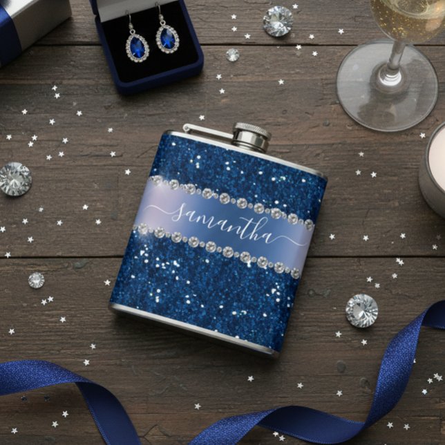 Cantil Marinho Blue Glitter Look Bling Personalizado Meta (Criador carregado)