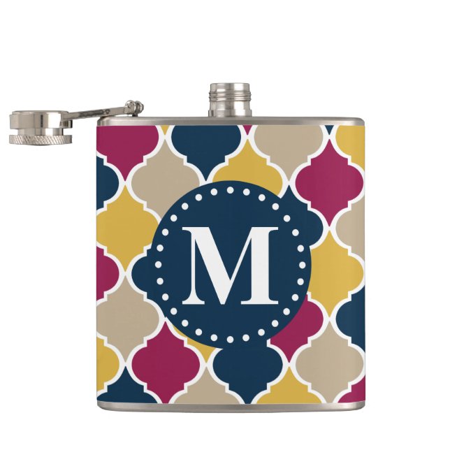 Cantil Marinho Fuchsia Monograma de Latice marroquino (Aberto)