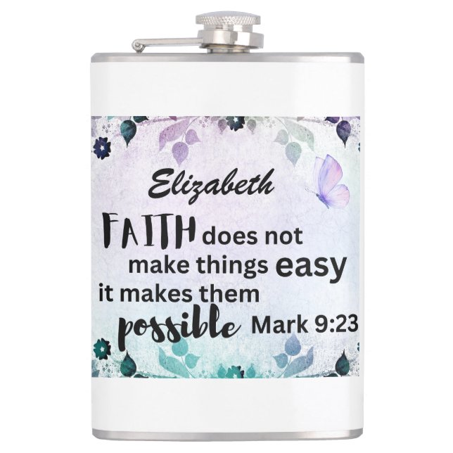 Cantil Mark 9:23 Faith Torna Possível Flora Personalizada (Frente)