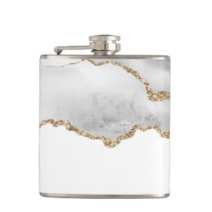 Cantil Mármore Branco Cinza Ágata Refined Brilho Dourado