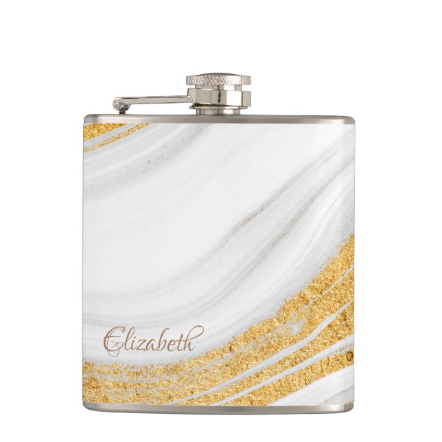 Cantil Mármore Branco Resplandecente Dourado (Frente)