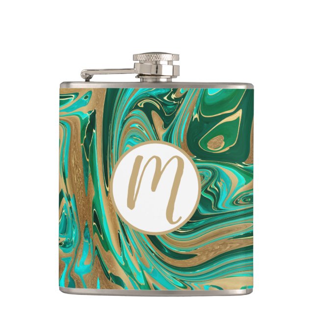 Cantil Mármore Líquido Verde e Dourado (Frente)