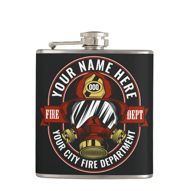 Cantil Máscara de capacete de bombeiro NAME personalizada (Frente)