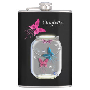 Cantil Mason Jar Of Butterflies Personalizado